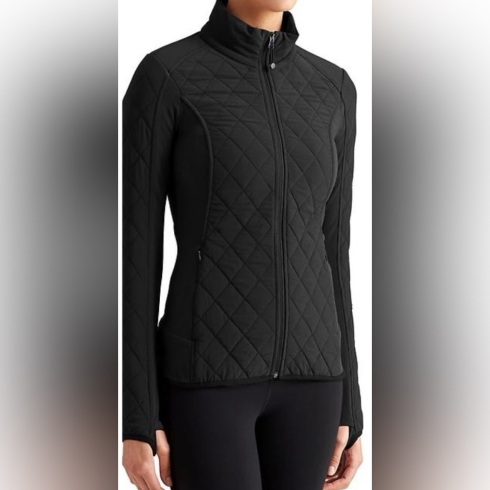 Athleta Black Jacket with Diamond Quilting in size XS